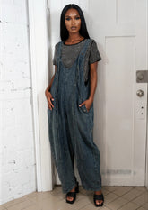 Ribbed Denim Wide Leg Overalls Overalls Kate Hewko 