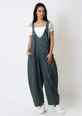 Ribbed Denim Wide Leg Overalls Overalls Kate Hewko 