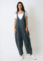 Ribbed Denim Wide Leg Overalls Overalls Kate Hewko Light Denim One size 