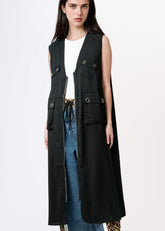 Rivet Zip Front Utility Vest Vests Kate Hewko Black One size 