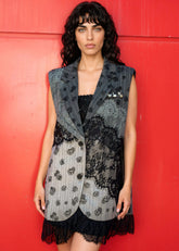 Rose Print Lace Patchwork Vest Vests Kate Hewko 