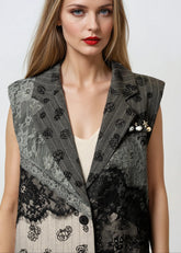 Rose Print Lace Patchwork Vest Vests Kate Hewko 
