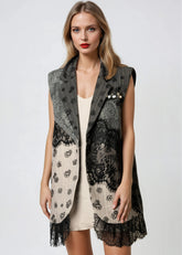 Rose Print Lace Patchwork Vest Vests Kate Hewko 