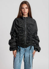 Ruched Drawstring Zip Up Jacket Outerwear Kate Hewko 