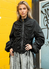 Ruched Drawstring Zip Up Jacket Outerwear Kate Hewko 