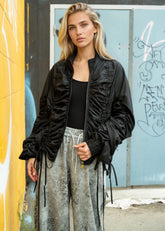 Ruched Drawstring Zip Up Jacket Outerwear Kate Hewko 