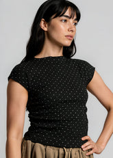 Ruched Polka Dot Tee Tees Kate Hewko 