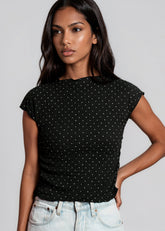Ruched Polka Dot Tee Tees Kate Hewko 