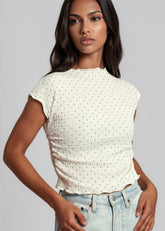 Ruched Polka Dot Tee Tees Kate Hewko 