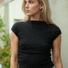 Ruched Polka Dot Tee Tees Kate Hewko Black One size 