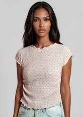 Ruched Polka Dot Tee Tees Kate Hewko Pink One size 
