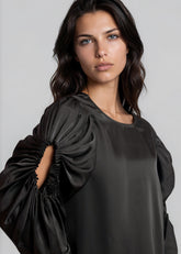 Ruched Sleeve Cutout Blouse Blouses Kate Hewko 