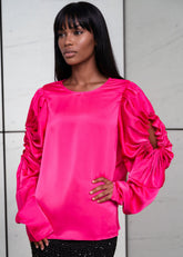 Ruched Sleeve Cutout Blouse Blouses Kate Hewko 
