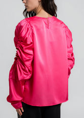 Ruched Sleeve Cutout Blouse Blouses Kate Hewko 