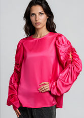 Ruched Sleeve Cutout Blouse Blouses Kate Hewko 