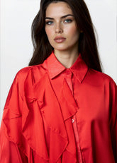 Ruffle Draped Satin Dress Shirt Blouses Kate Hewko 