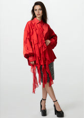 Ruffle Draped Satin Dress Shirt Blouses Kate Hewko 