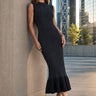Ruffle Hem Rhinestone Knit Dress Dresses Kate Hewko Black One size 