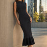 Ruffle Hem Rhinestone Knit Dress Dresses Kate Hewko Black One size 