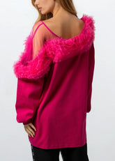 Ruffle + Mesh Cold Shoulder Long Sleeve Long Sleeve Tees Kate Hewko 