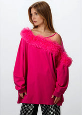 Ruffle + Mesh Cold Shoulder Long Sleeve Long Sleeve Tees Kate Hewko 