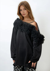 Ruffle + Mesh Cold Shoulder Long Sleeve Long Sleeve Tees Kate Hewko 