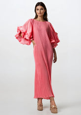 Ruffle Sleeve Pleated Maxi Dress Dresses Kate Hewko Pink One size 