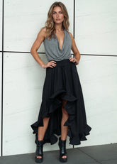 Ruffle Trim High Low Skirt Skirts Kate Hewko 