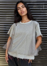 Ruffle Trim Tulle Overlay Tee Tees Kate Hewko 