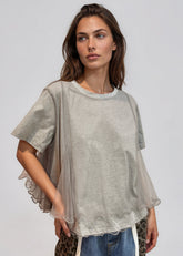 Ruffle Trim Tulle Overlay Tee Tees Kate Hewko 