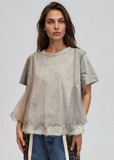 Ruffle Trim Tulle Overlay Tee Tees Kate Hewko 
