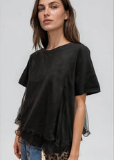 Ruffle Trim Tulle Overlay Tee Tees Kate Hewko 