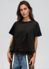 Ruffle Trim Tulle Overlay Tee Tees Kate Hewko 
