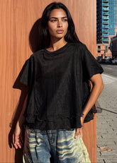 Ruffle Trim Tulle Overlay Tee Tees Kate Hewko 