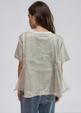 Ruffle Trim Tulle Overlay Tee Tees Kate Hewko 