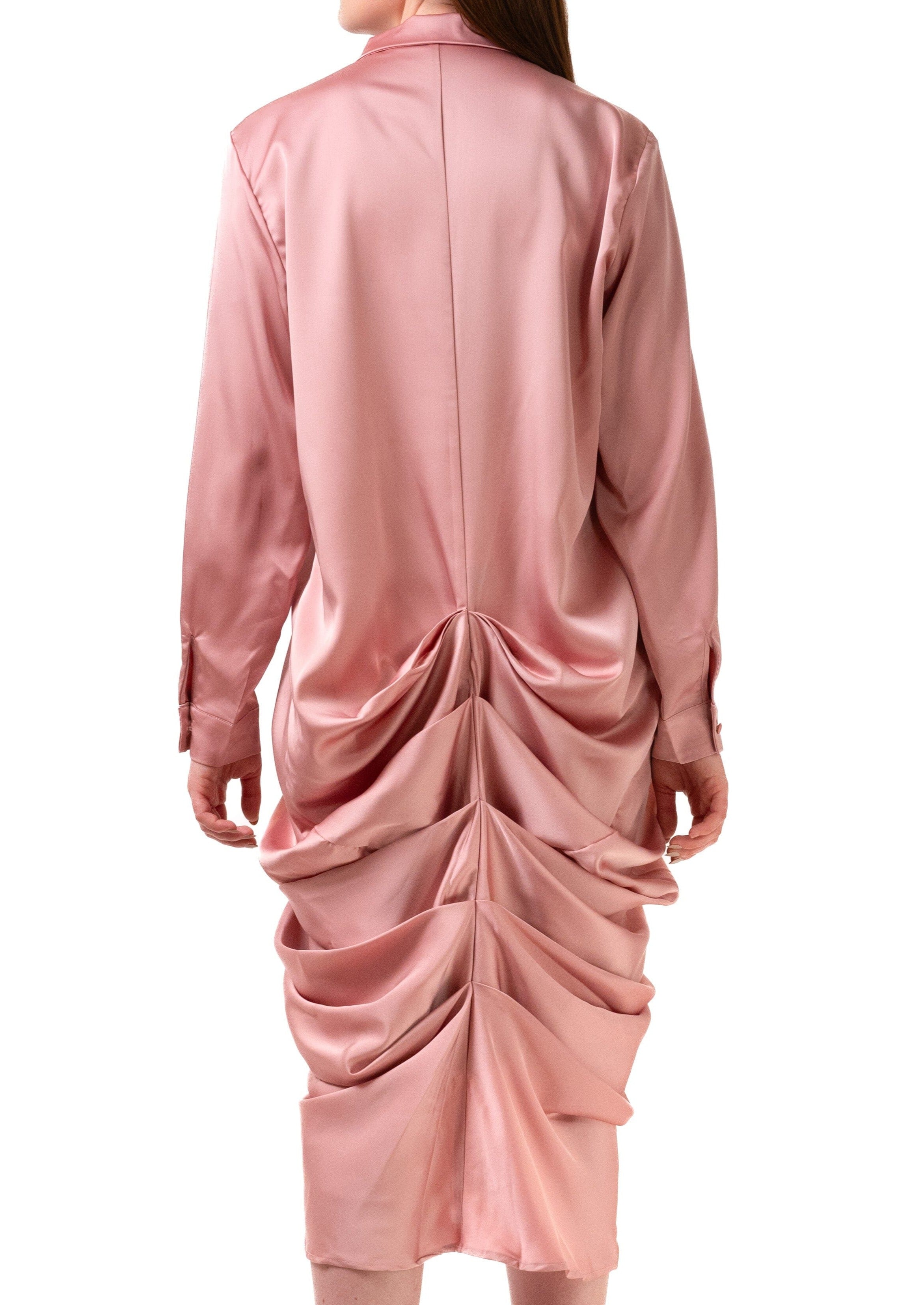 Satin Draped Shirt Dress Satin Draped Shirt Dress