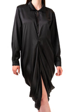 camden satin shirt dress Satin Draped Shirt Dress