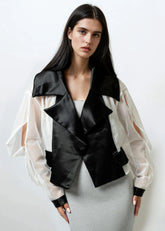 Satin Lapel Cropped Mesh Jacket Layering Pieces Kate Hewko 