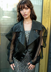 Satin Lapel Cropped Mesh Jacket Layering Pieces Kate Hewko 