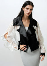 Satin Lapel Cropped Mesh Jacket Layering Pieces Kate Hewko 