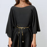 Scallop Trim Batwing Blouse Blouses Kate Hewko Black One size 