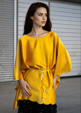 Scallop Trim Batwing Blouse Blouses Kate Hewko Yellow One size 