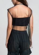 Sculptural Ruffle Mesh Tank Top Tank Tops Kate Hewko 