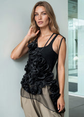 Sculptural Ruffle Mesh Tank Top Tank Tops Kate Hewko 