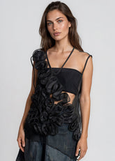 Sculptural Ruffle Mesh Tank Top Tank Tops Kate Hewko 