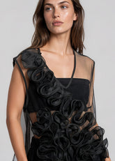Sculptural Ruffle Mesh Tank Top Tank Tops Kate Hewko 