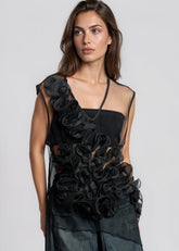 Sculptural Ruffle Mesh Tank Top Tank Tops Kate Hewko 