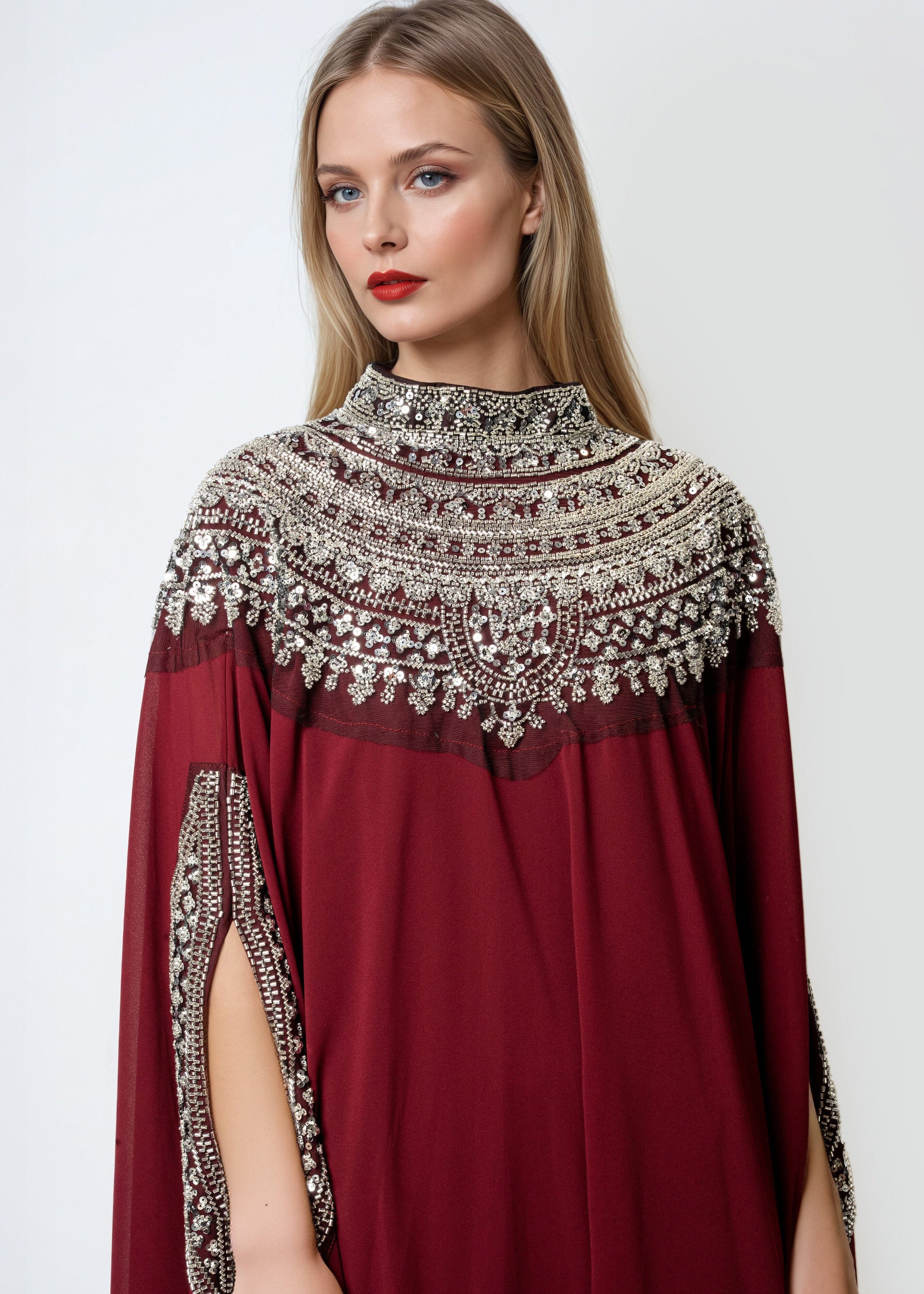 maxi kaftan dress uk Apollo 70s Boho Maxi Kaftan Dress | Coral Orange