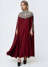 Sequin Beaded Cape Sleeve Maxi Dress Dresses Kate Hewko 