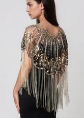 Sequin Beaded Tassel Cape Overlay Layering Pieces Kate Hewko 